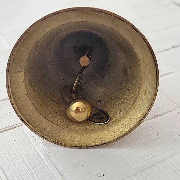 Vintage Pewter Clown Playing Accordian On Brass Bell Collectible About 5" Tall - Picture 6 of 9
